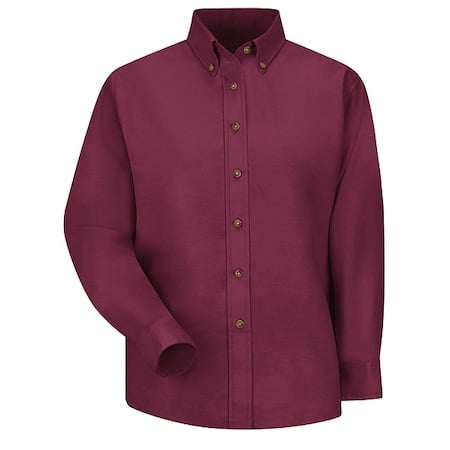 Women's Long Sleeve Work Shirt, Cotton/Polyester, Button Fronts, 0 Pocket(s), Burgundy, M MPN:SP91BY RG 12