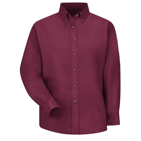 Women's Long Sleeve Work Shirt, Cotton/Polyester, Button Fronts, 0 Pocket(s), Burgundy, L MPN:SP91BY RG 16