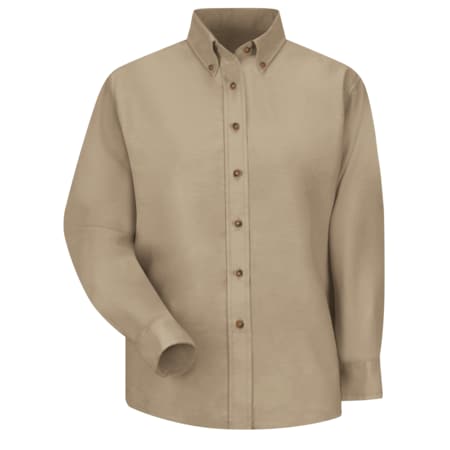 Women's Long Sleeve Work Shirt, Cotton/Polyester, Button Fronts, 0 Pocket(s), Tan, M MPN:SP91KH RG 12