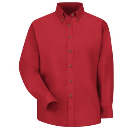 Women's Long Sleeve Work Shirt, Cotton/Polyester, Button Fronts, 0 Pocket(s), Red, L MPN:SP91RD RG 14