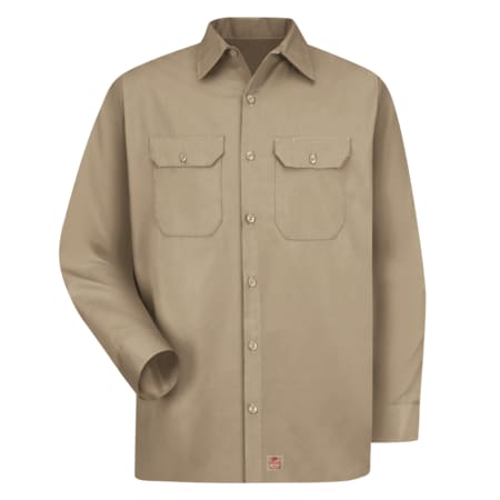 Men's Big Ben Twill Ls Workshirt, L, Cotton/Polyester, Button Fronts, 2 Pocket(s), Tan, L MPN:ST52KH RG L