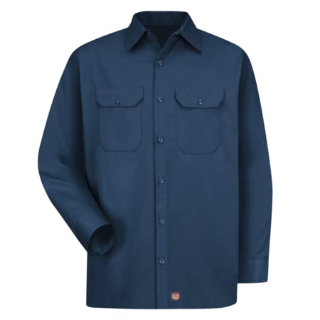 Men's 5M56Snv Mns Navy Twill Wkshirt, L, Cotton/Polyester, Button Fronts, 2 Pocket(s), Navy, L MPN:ST52NV LN L