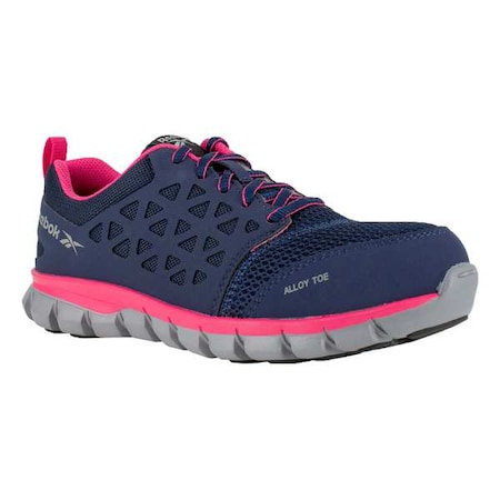 Women's Athletic Shoe, Alloy Toe, Mesh Upper, Rubber Outsole, Lace Up, Navy, 9 1/2 M MPN:RB046