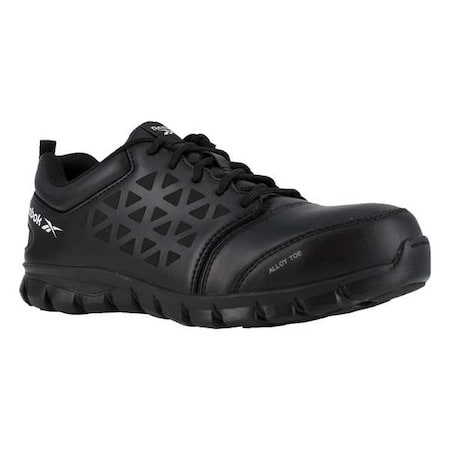 Men's Athletic Shoe, Alloy Toe, Leather Upper, Rubber Outsole, Lace Up, Black, 11 1/2 W MPN:RB4047