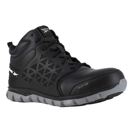 Men's Athletic High-Top Shoe, Alloy Toe, Leather Upper, Rubber Outsole, Lace Up, Black, 16 M MPN:RB4142