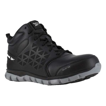 Men's Athletic High-Top Shoe, Alloy Toe, Leather Upper, Rubber Outsole, Lace Up, Black, 11 1/2 W MPN:RB4142