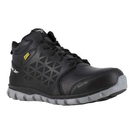 Men's Athletic High-Top Shoe, Alloy Toe, Leather, Mesh Upper, Rubber Outsole, Lace Up, Black, 15 W MPN:RB4143