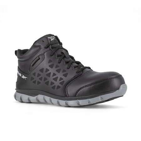 Men's Athletic High-Top Shoe, Composite Toe, Leather, Mesh Upper, Rubber Outsole, Lace Up, Black, 8 MPN:RB4144