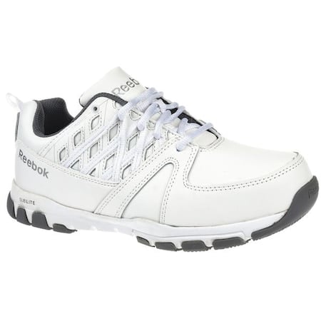 Women's Athletic Shoe, Steel Toe, Leather, Microfiber Upper, Rubber Outsole, Lace Up, White, 10 M MPN:RB434
