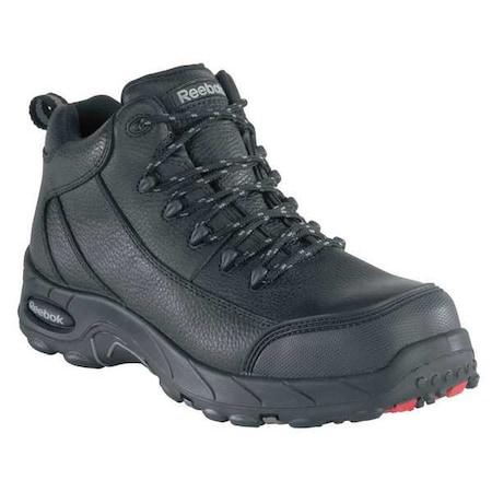 Women's Athletic High-Top Shoe, Composite Toe, Leather Upper, Rubber Outsole, Lace Up, Black, 9 W MPN:RB455
