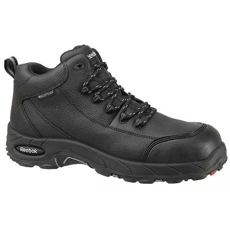 Men's Athletic High-Top Shoe, 5.5 W, Leather, 6 in Height, Black MPN:RB4555