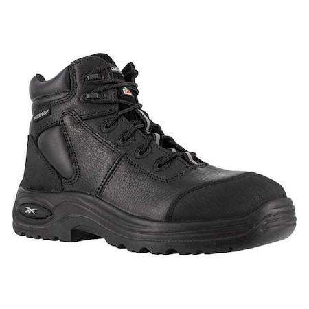Trainex, Men's 6-Inch Work Boot, Composite Toe M, Leather, 6 in Height, Black MPN:RB6765