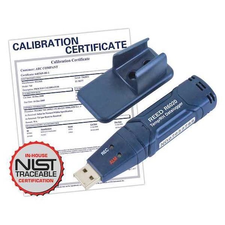 Temperature and Humidity USB Datalogger, -40 to 158 Degrees F (-40 to 70 Degrees C), 0-100%RH with NIST Calibration Certificate MPN:R6020-NIST