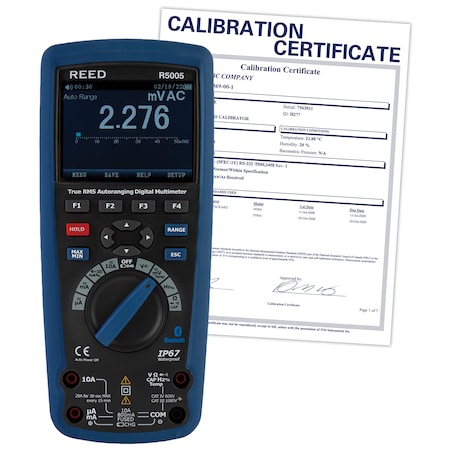 True RMS Bluetooth/Waterproof Industrial Multimeter and NIST Calibration Certificate MPN:R5005-NIST