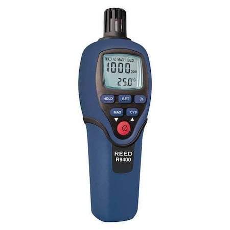 Carbon Monoxide (CO) Meter with Temperature, 1000ppm, Accuracy +/-5ppm MPN:R9400