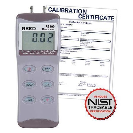 Digital Manometer, Gauge / Differential, 100psi with NIST Calibration Certificate MPN:R3100-NIST