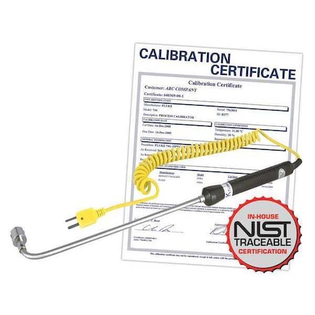 Right Angle Thermocouple Surface Probe, Type K, -58 to 932 Degrees F (-50 to 500 Degrees C) with NIST Calibration Certificate MPN:R2930-NIST