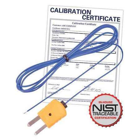 Beaded Thermocouple Wire Probe, Type K, -40 to 482 Degrees F (-40 to 250 Degrees C) with NIST Calibration Certificate MPN:TP-01-NIST