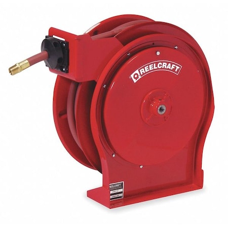 Spring Return Hose Reel, 3/8 in Hose Diameter, 50 ft Length, 300 psi Max. Pressure, Brass, Red MPN:5650 OLP-SE