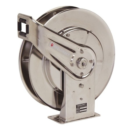 Air Hose Reel, 1/2 in Hose Diameter, 50 ft Length, 500 psi Max. Pressure, Stainless Steel, Silver MPN:7800 OLS-S