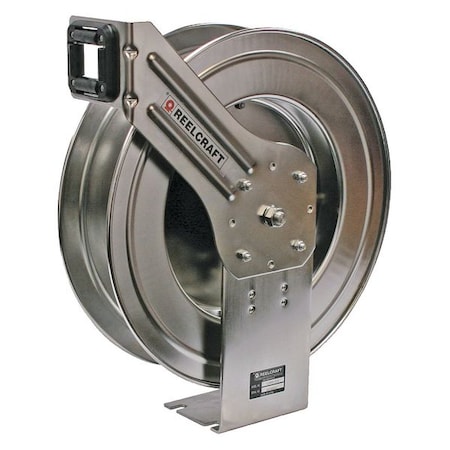Spring Return Hose Reel, 3/8 in Hose Diameter, 70 ft Length, 300 psi Max. Pressure, Brass, Silver MPN:LC607 OLS