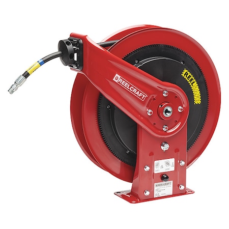Spring Return Hose Reel, 3/8 in Hose Diameter, 50 ft Length, 2600 psi Max. Pressure, Black, Red MPN:RS7650 OMP