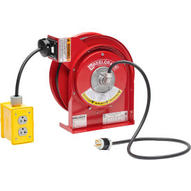 Reelcraft Compact Steel Power Cord Reel 20A 12/3 45' Cord w/ Quad Box L 4545 123 7Q