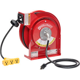 Reelcraft® Premium Duty Triple Outlet Power Cord Reel 15A 45' Cord Length L 4545 123 9