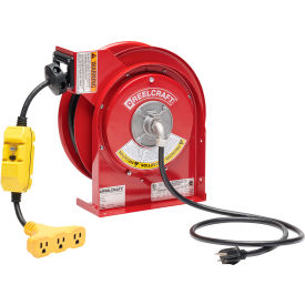Reelcraft® Premium Duty Triple Outlet w/ GFCI Power Cord Reel 15A 45' Cord Length L 4545 123 9G