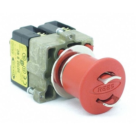 Lockable Push Button w/2 NC, 22mm, Red MPN:22102232