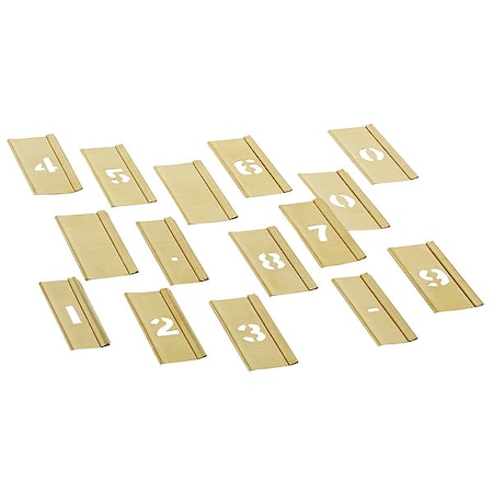 Stencil, Number Set, Numbers, 1/2 in Character Height, Gothic Font, Brass, Gold, 15 Pieces MPN:10006