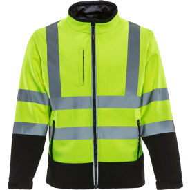 RefrigiWear® Men's HiVis Softshell Insulated Jacket Small Black/Lime 9291RBLMSMLL2