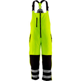 RefrigiWear HiVis Insulated Softshell High Bib Black/Lime -10°F Comfort Rating 4XL 0497RBLM4XLL2