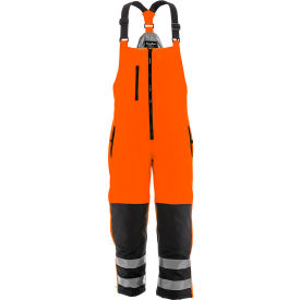RefrigiWear® Men's HiVis Softshell Insulated Bib Overalls 5XL Black & Orange 0497RBOR5XLL2
