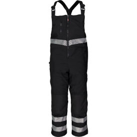 RefrigiWear® Men's Enhanced Visibility Softshell Insulated Bib Overalls Small Black 7495RBLKSMLL2