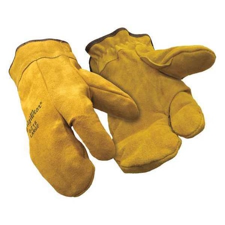 Cold Protection Mitt Gloves, Split Cowhide Leather Palm, Knit Cuff, Tan, 1 PR MPN:0216RGLDLAR