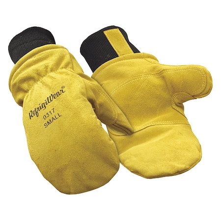 Cold Protection Mitt Gloves, Cowhide, Knit Cuff, Wing Thumb, Yellow / Yellow, S, 1 PR MPN:0317RGLDSML