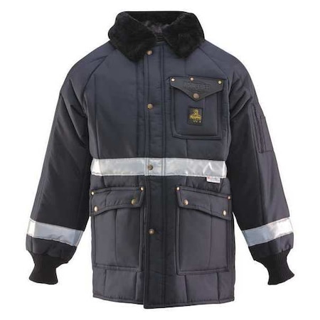 Unisex High Visibility Winter Jacket, Nylon, Zipper with Storm Flap, Navy, 5XL MPN:0343RNAV5XL