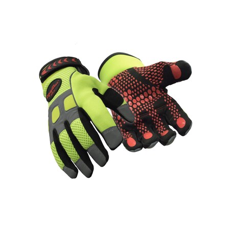 Hi-Vis Cold Protection Gloves, Synthetic Leather with Silicone Dots Palm, Fleece Lining, Lime, S MPN:0379RHVLSML