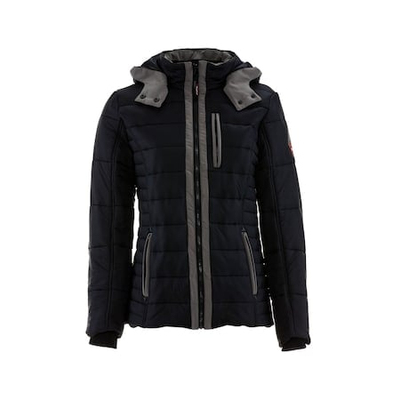 Women's Women's Puffer Jacket, Nylon, Zipper, Black/Charcoal, M MPN:0473RBCHMED