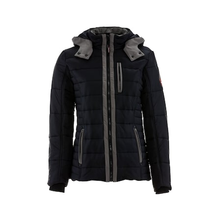 Women's Women's Puffer Jacket, Nylon, Zipper, Black/Charcoal, S MPN:0473RBCHSML