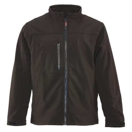Men's Softshell Jacket, 100% Polyester, Full Zipper, Black, Xl MPN:0491RBLKXLG