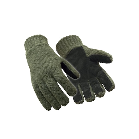Cold Protection Gloves, Leather Palm, Fleece Lining, Green, L MPN:0521RGRNLAR
