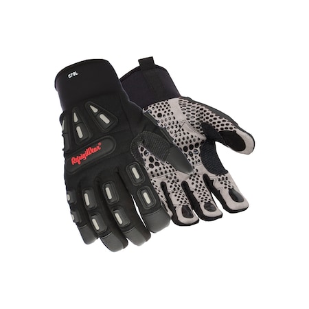 Cold Protection Impact-Resistant Gloves, Synthetic Leather w/ Grip Dots Palm, Black, L MPN:0579RBLKLAR