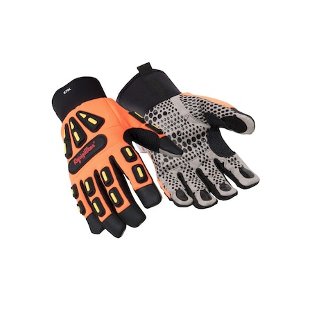 Cold Protection Impact-Resistant Gloves, Synthetic Leather w/ Grip Dots Palm, Orange, L MPN:0579RHVOLAR