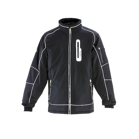 Men's Softshell Jacket, Polyester, Dual Front Zipper, Black, L MPN:0790RBLKLAR