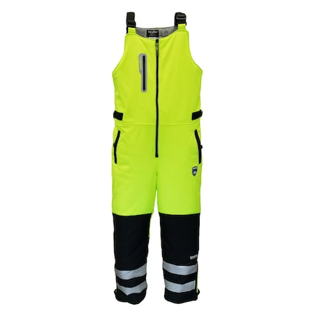 Hi-Vis Bib Overalls, Polyester, Black/Lime, XXL MPN:0797RBLM2XLL2