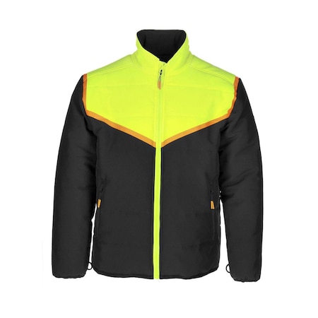 Men's Insulated Quilted Jacket, Polyester Spandex, Black/Lime, M MPN:8310RBLMMED