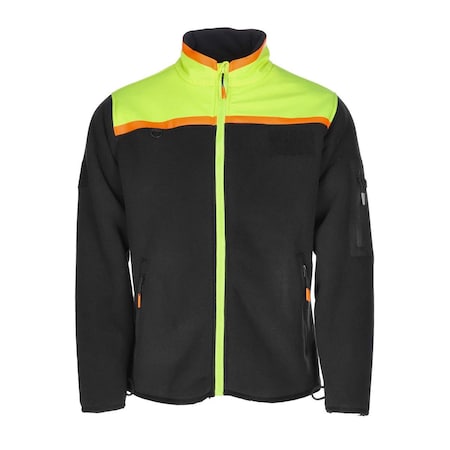 Men's Fleece Jacket, Polyester Bonded Fleece, Black/Lime, S MPN:8320RBLMSML
