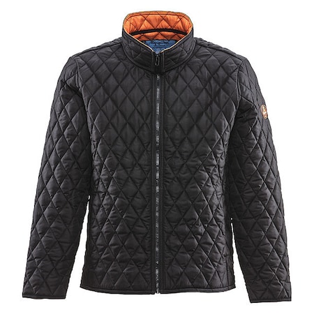 Unisex Insulated Jacket, Polyester, Zipper, Black, 2XL MPN:8705RBLK2XL